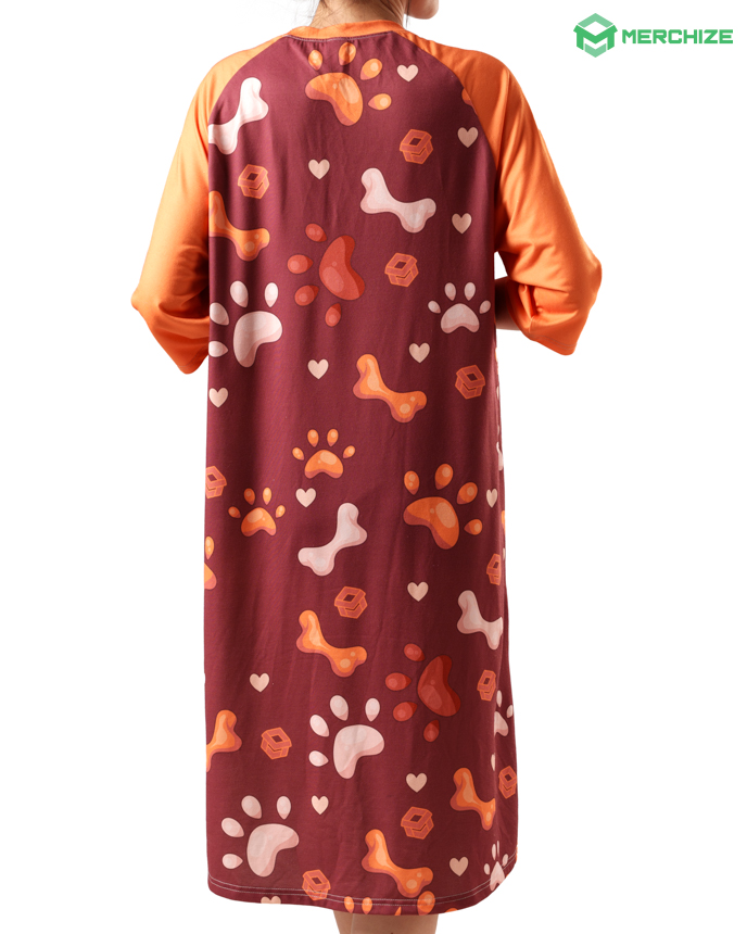 All-over Print 3/4 Sleeve Raglan Dress