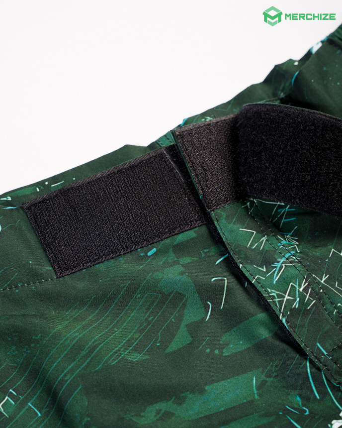 all-over print fight shorts (elastic waistband) vecro closure 
