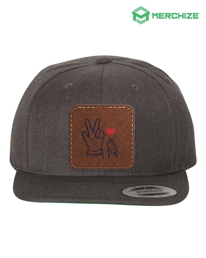 Leather Patch Premium Flat Bill Snapback Cap 6089M (Made in US)