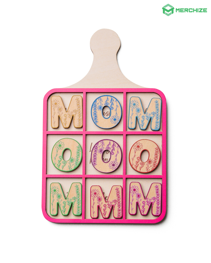 Custom Shape Wooden Tic Tac Toe Board