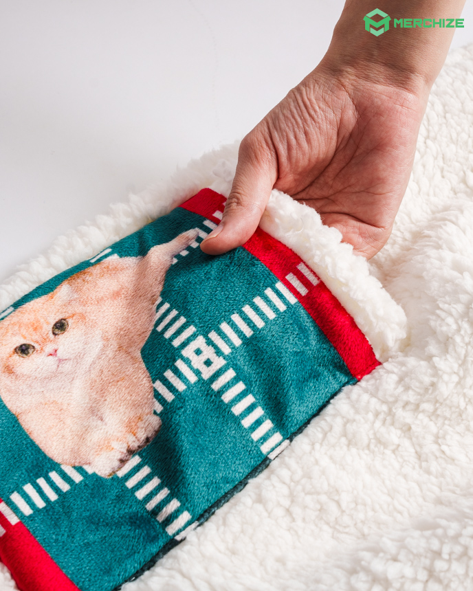 All-over Print Hooded Blanket (White Binding)