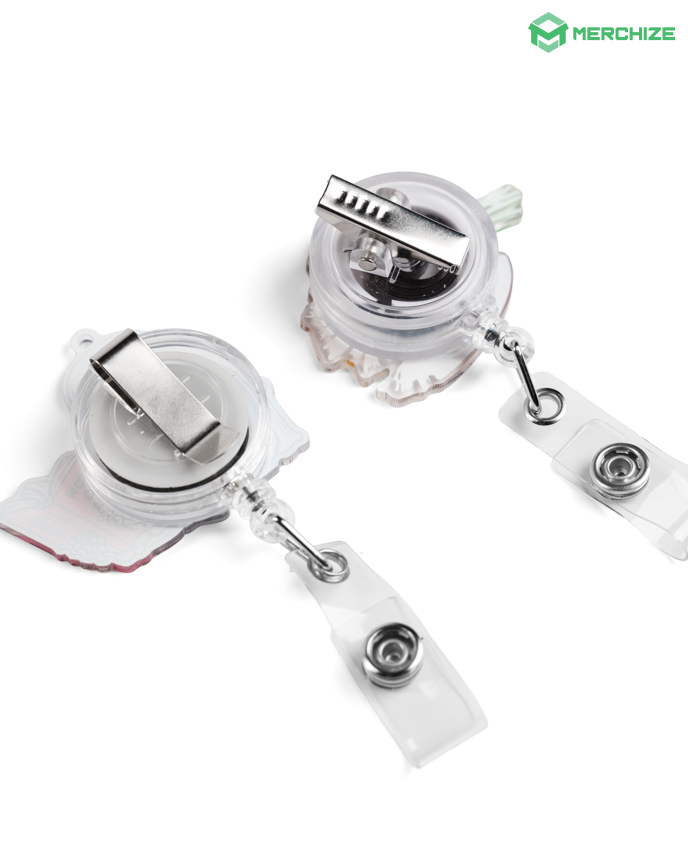 Custom Shape Acrylic Badge Reel With Charm