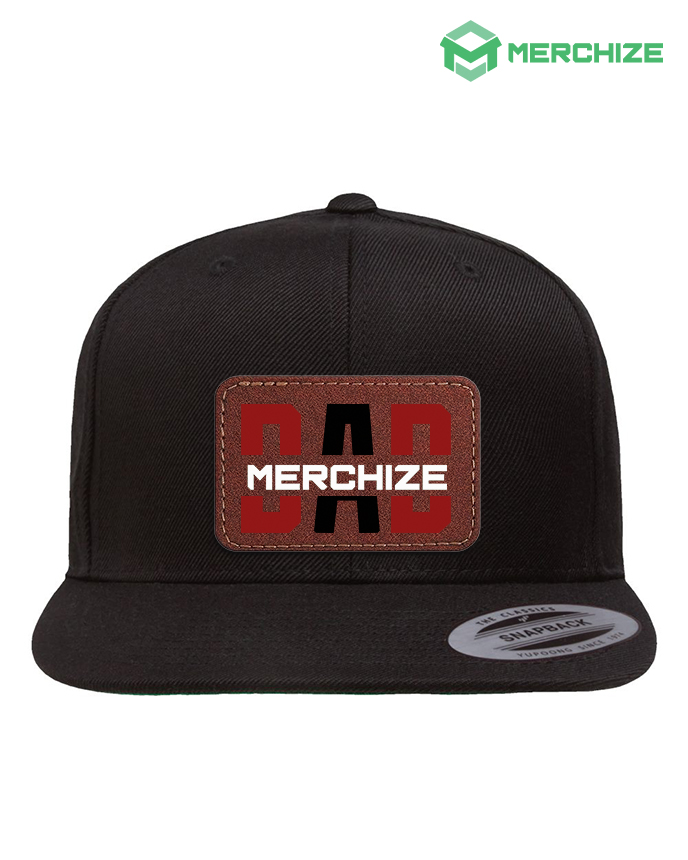 Leather Patch Premium Flat Bill Snapback Cap 6089M (Made in US)
