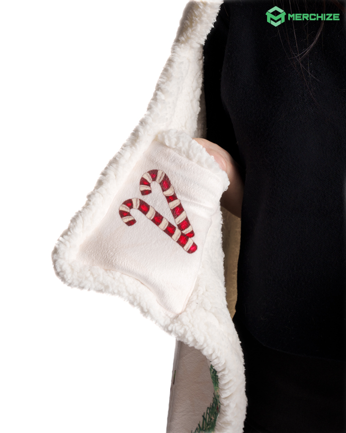 All-over Print Hooded Blanket (White Binding)