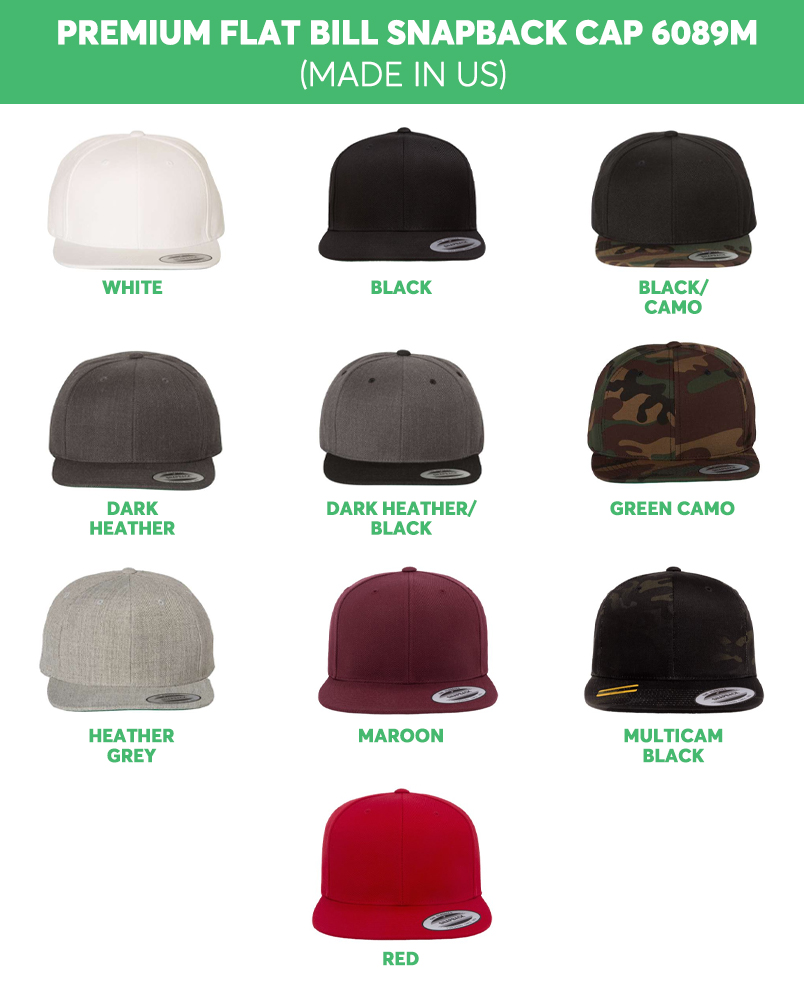Leather Patch Premium Flat Bill Snapback Cap 6089M (Made in US)