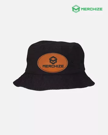 Engraved Leather Patch Bucket Hat 2050 (Made in US)