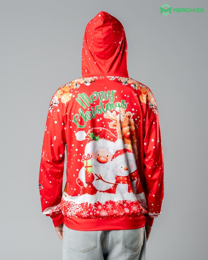 All-over Print Long Sleeve Hooded T-shirt Marry Christmas