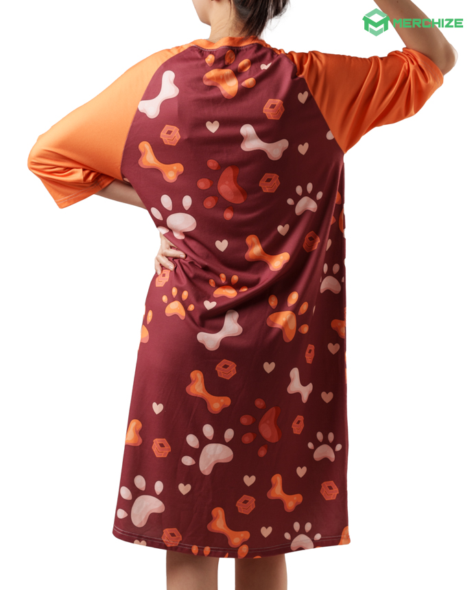 All-over Print 3/4 Sleeve Raglan Dress