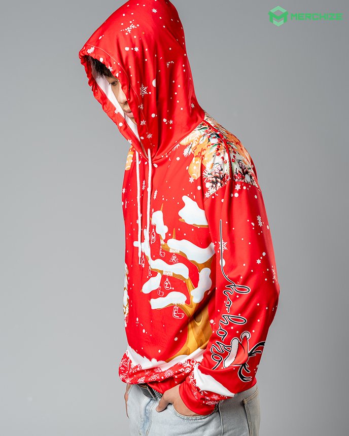 All-over Print Long Sleeve Hooded T-shirt Left side