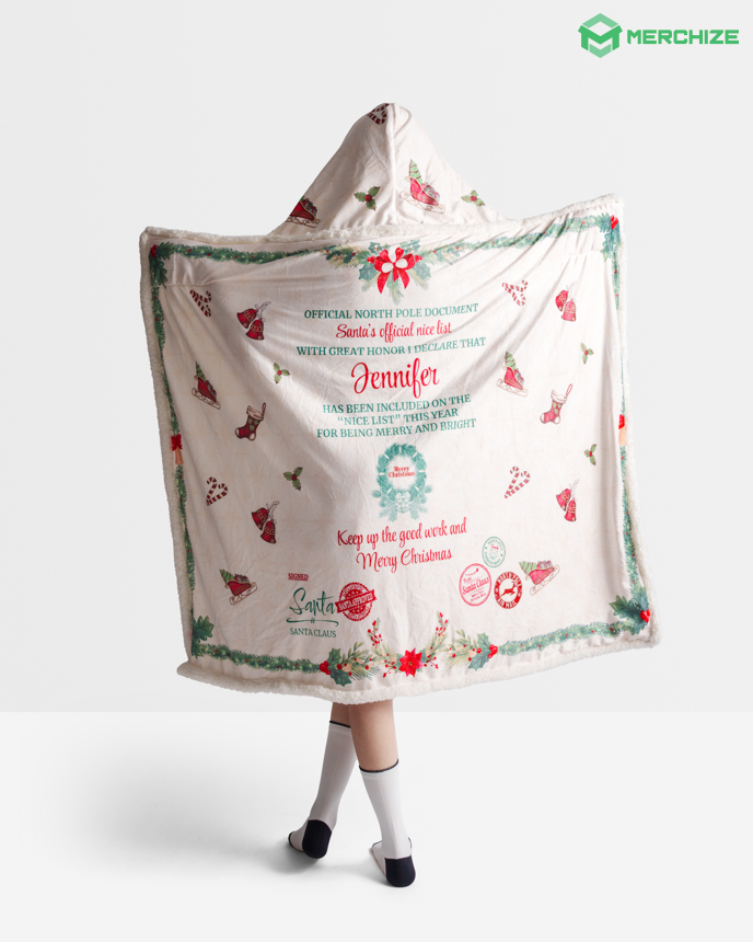 All-over Print Hooded Blanket (White Binding)