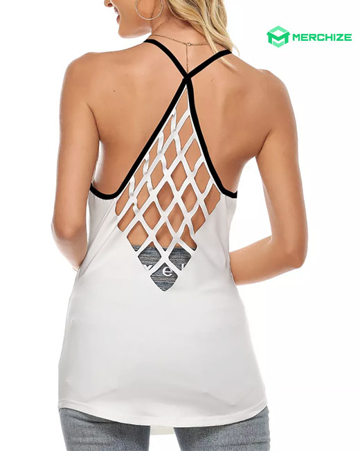 All-over Print Criss Cross Open Back Tank Top (Made in China)