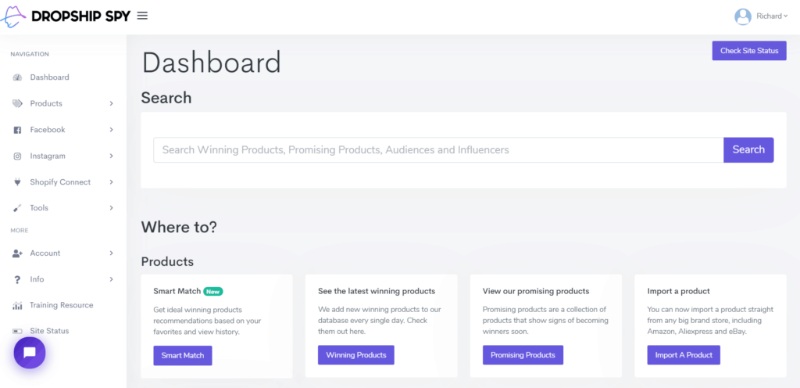 Dropship Spy product research tool