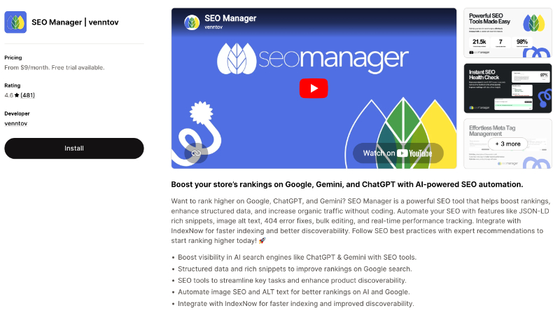 SEO Manager Shopify App
