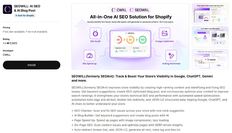 SEOWILL Shopify apps