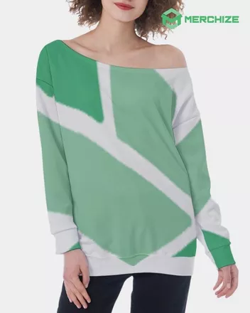 All-Over Print Oversized Women's Off-Shoulder Sweatshirt (Made in China)