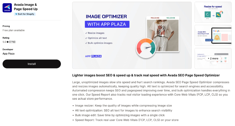 avada image speed up SEO shopify App