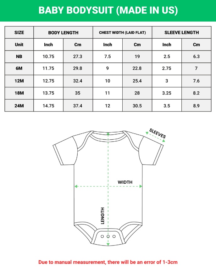 Custom baby onesies size chart