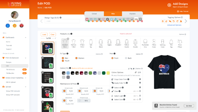 flying upload print on demand automation