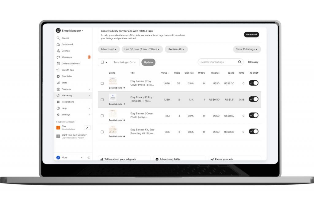 Etsy Ads management