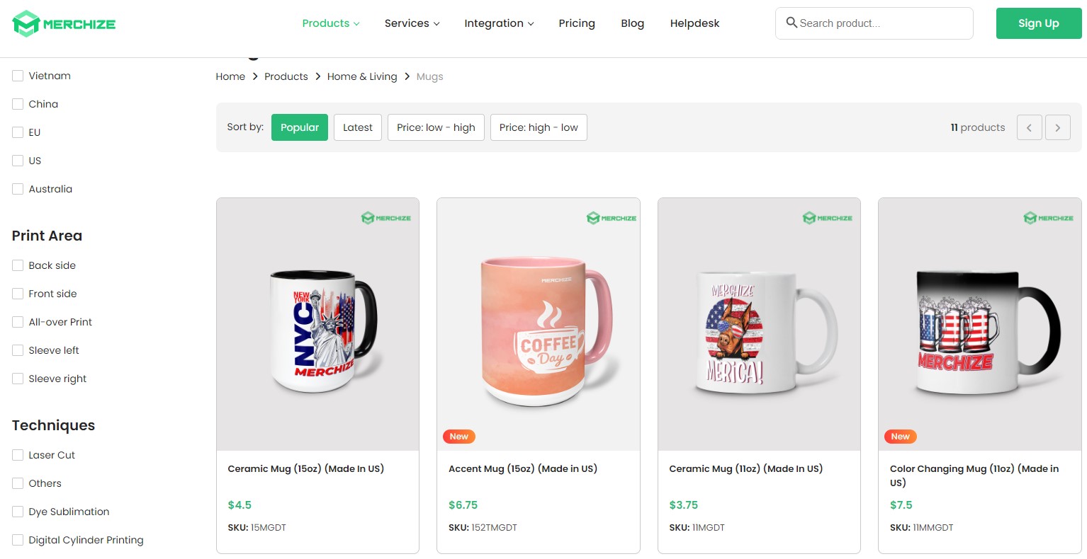 Merchize Mug Collection