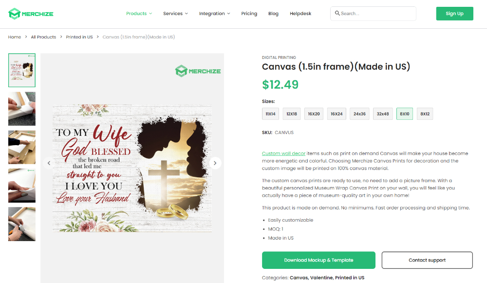 print on demand canvas product merchize