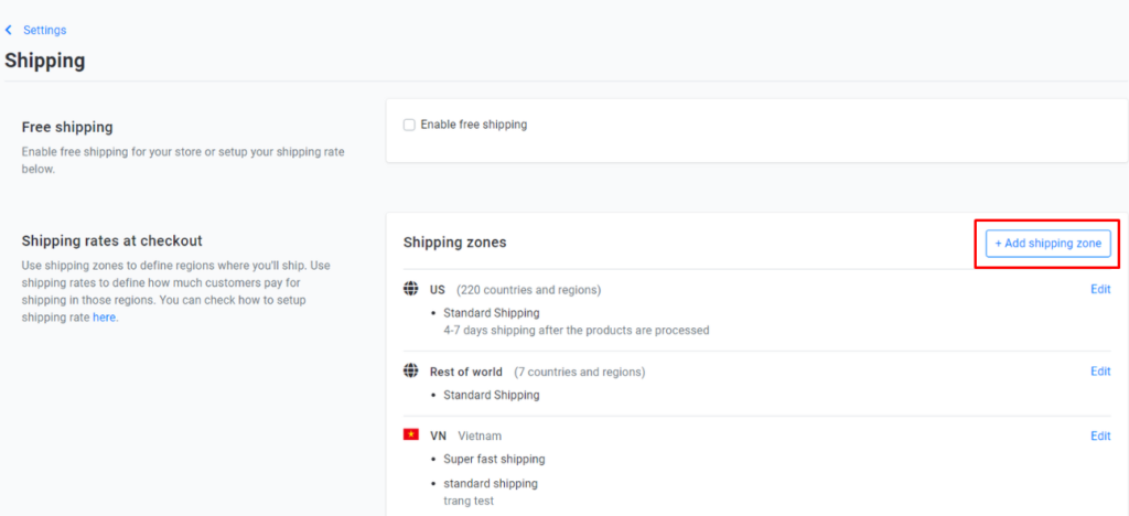 Merchize Shipping Setting