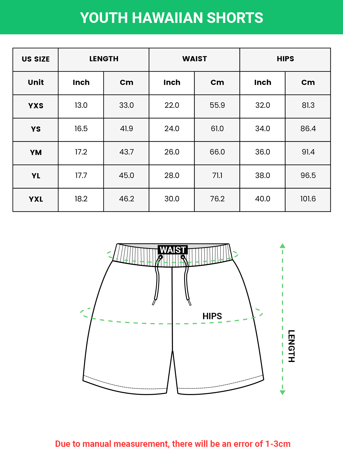 All-over Print Youth Hawaiian Shorts