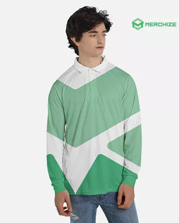 All-over Print Men's Long Sleeve Polo Shirt (Midweight)