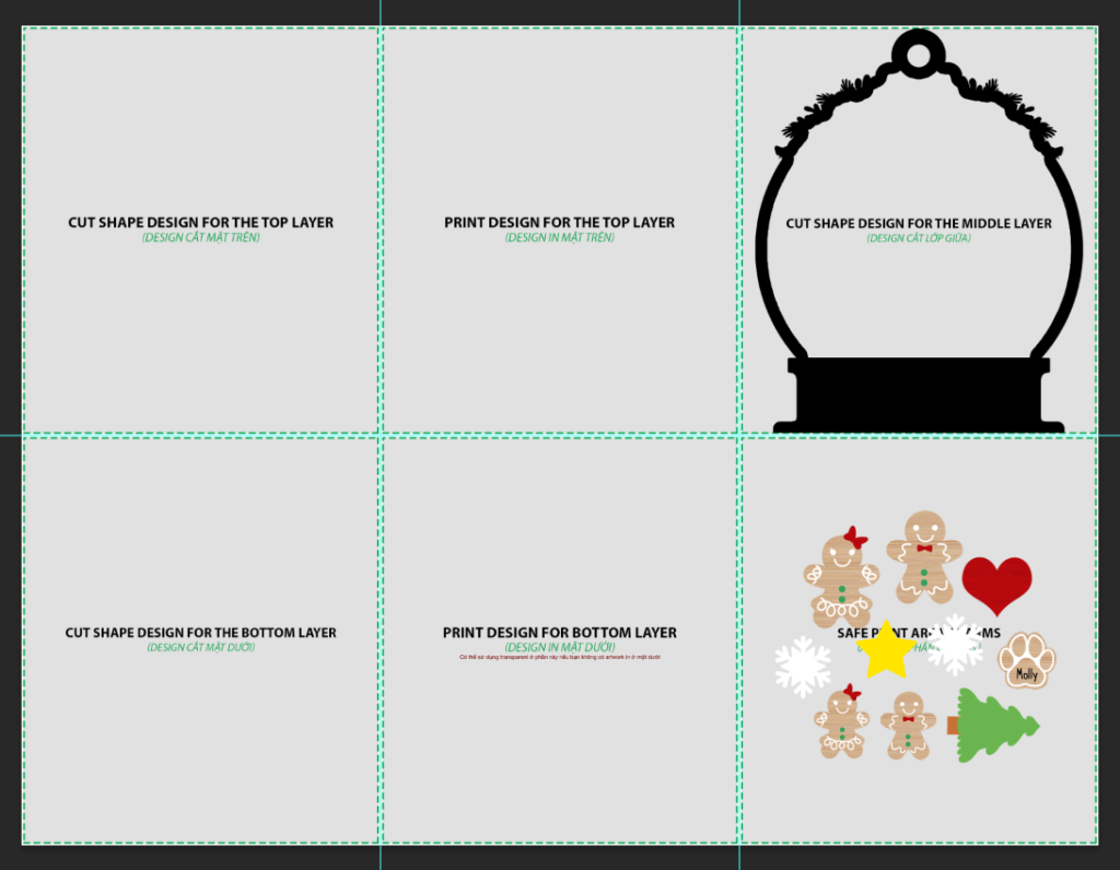 middle layer cut shape and charm print design