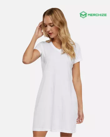 Women's Fine Jersey V-Neck Dress LAT 3522 (Made in US)