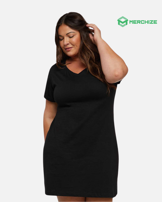 Women's Fine Jersey V-Neck Dress LAT 3522 (Made in US)