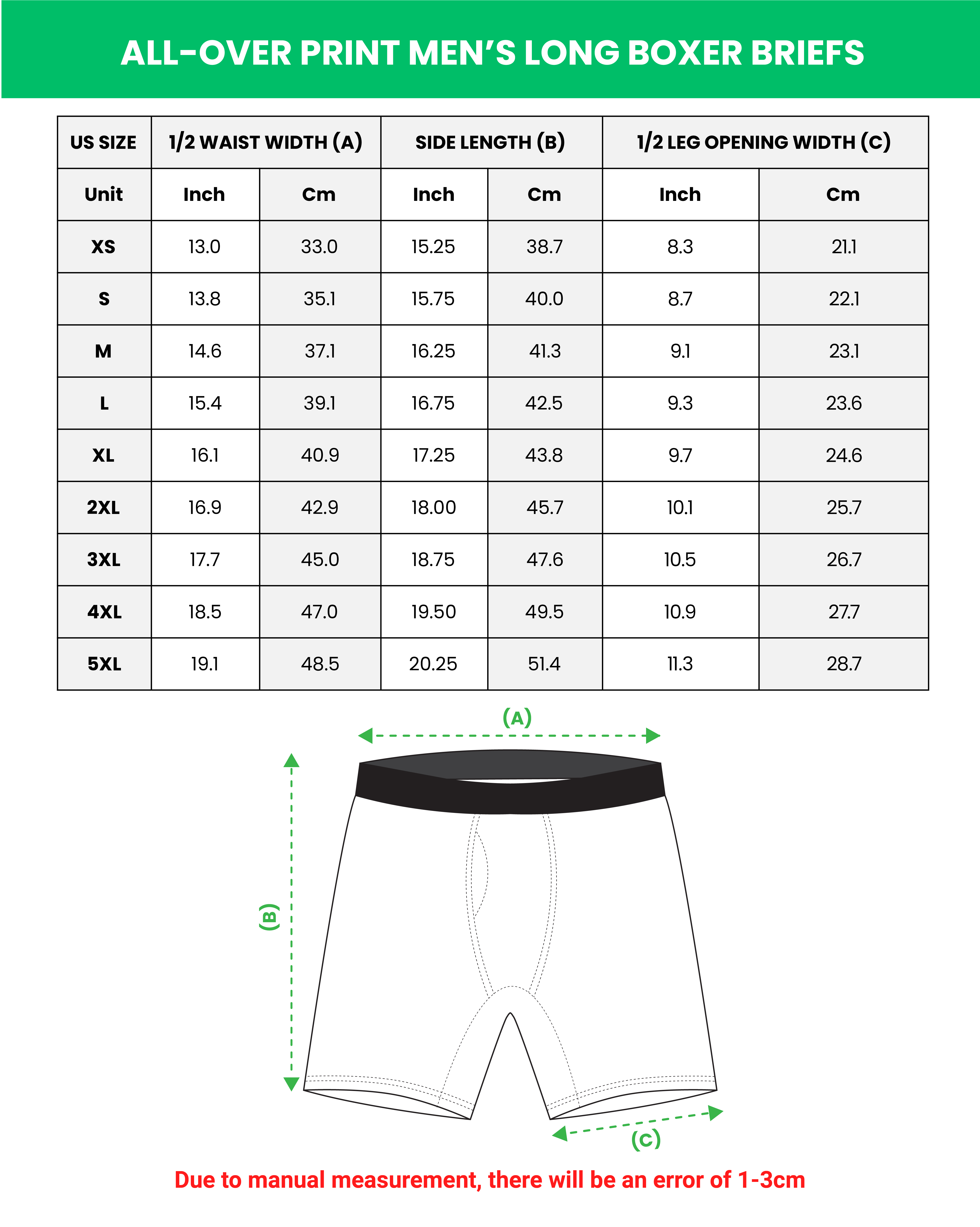All-over Print Men's Long Boxer Briefs