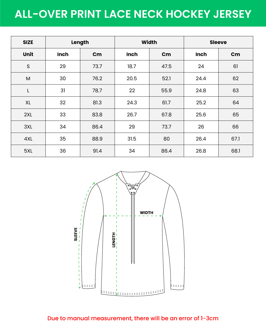 laced hockey jersey size chart
