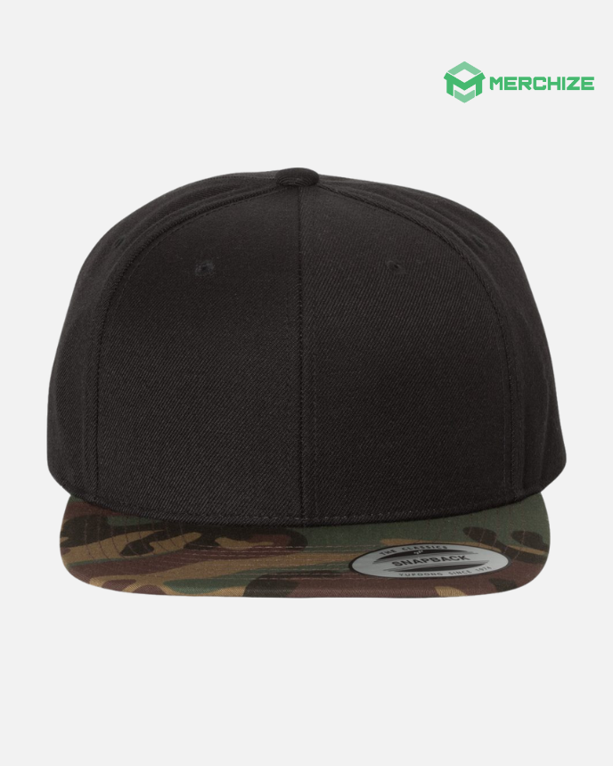 Leather Patch Premium Flat Bill Snapback Cap 6089M (Made in US)