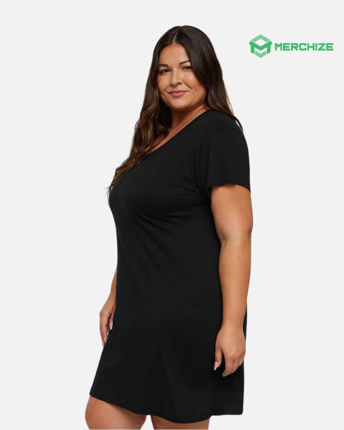 Women's Fine Jersey V-Neck Dress LAT 3522 (Made in US)