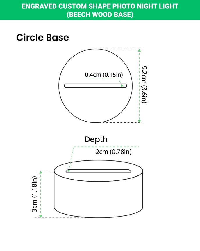 Beech Photo Night Light Base