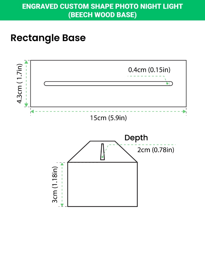 Beech Photo Night Light Base