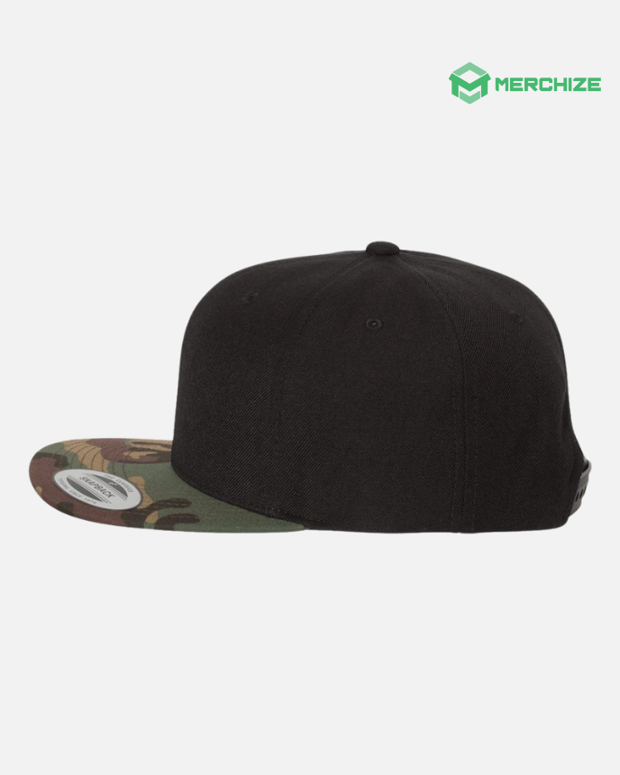 Leather Patch Premium Flat Bill Snapback Cap 6089M (Made in US)