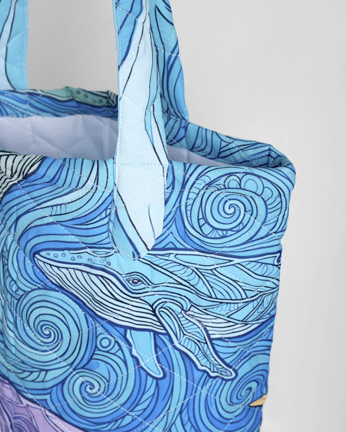 All-over Print Quilted Tote Bag (Folded Handle)