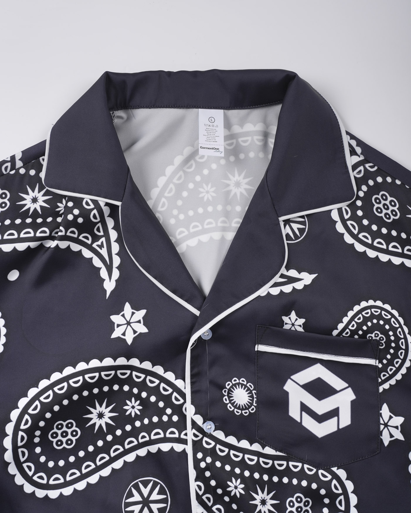 All-over Print Men's Satin Short-sleeve Pajamas Set