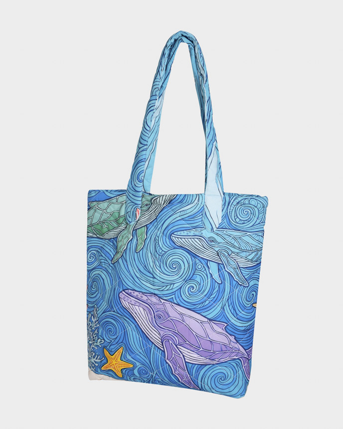 All-over Print Quilted Tote Bag (Folded Handle)