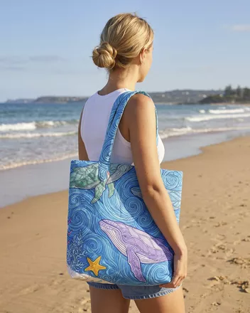 All-over Print Quilted Tote Bag (Folded Handle)
