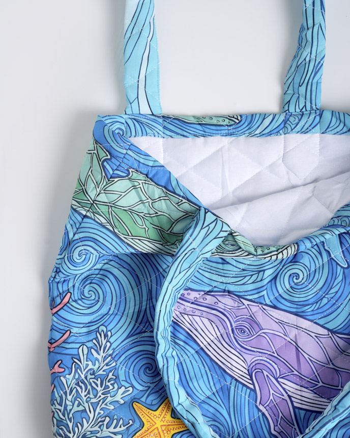 All-over Print Quilted Tote Bag (Folded Handle)