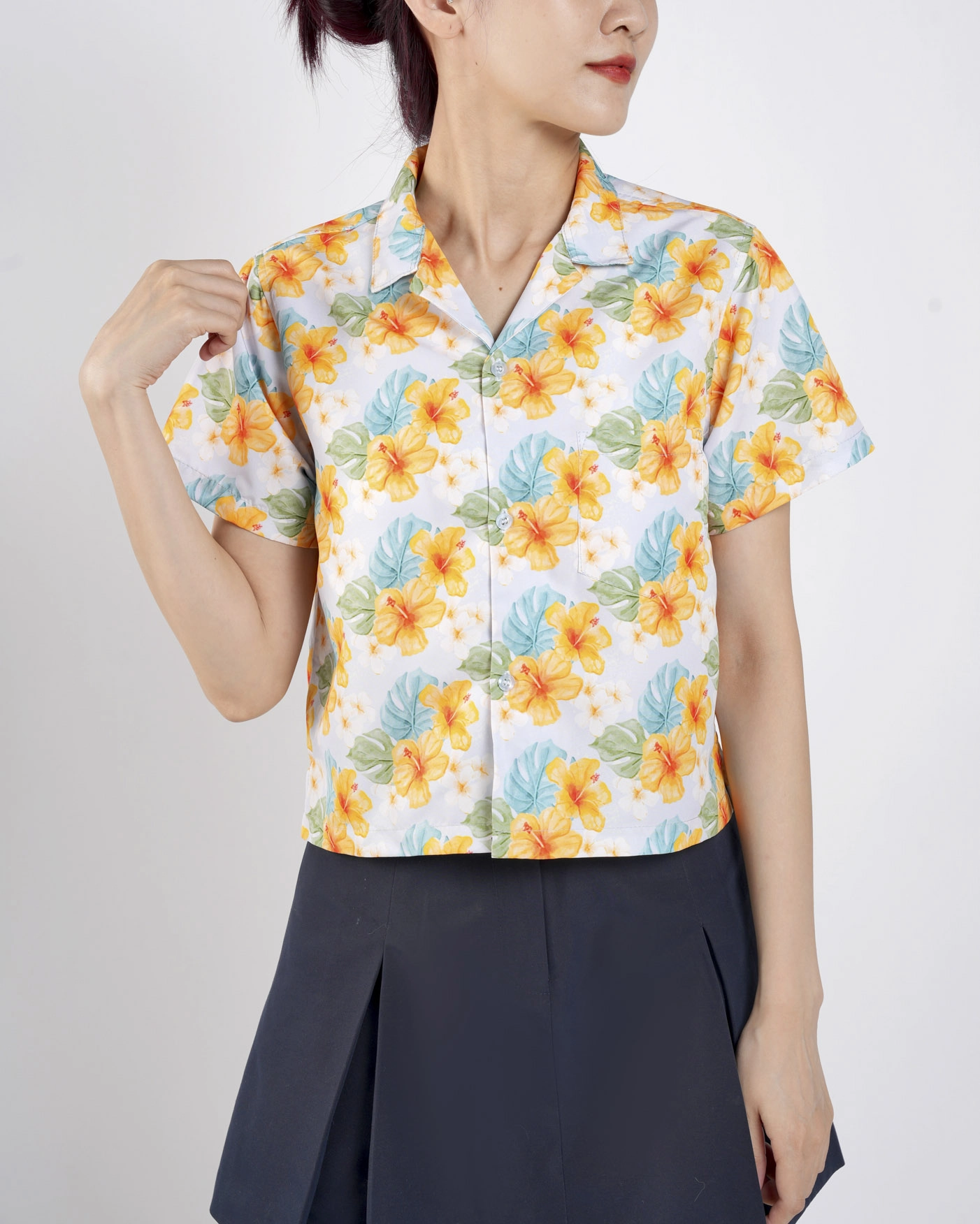 All-over Print Women's Crop Hawaiian Shirt