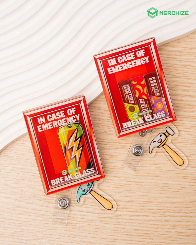 Custom Shape Shaker Badge Reel With Charm