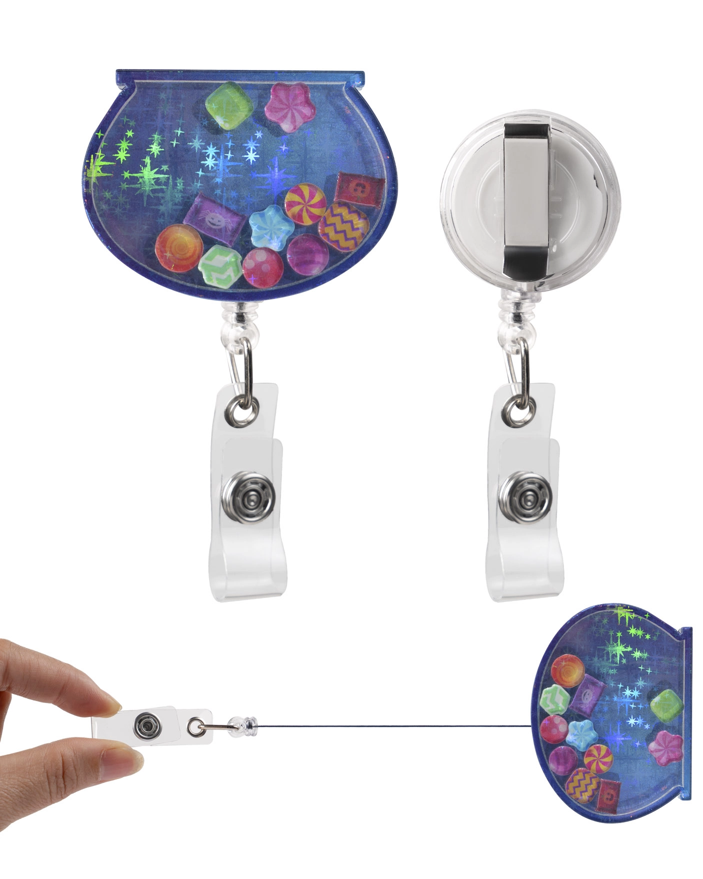 custom shape hologram shaker badge reel