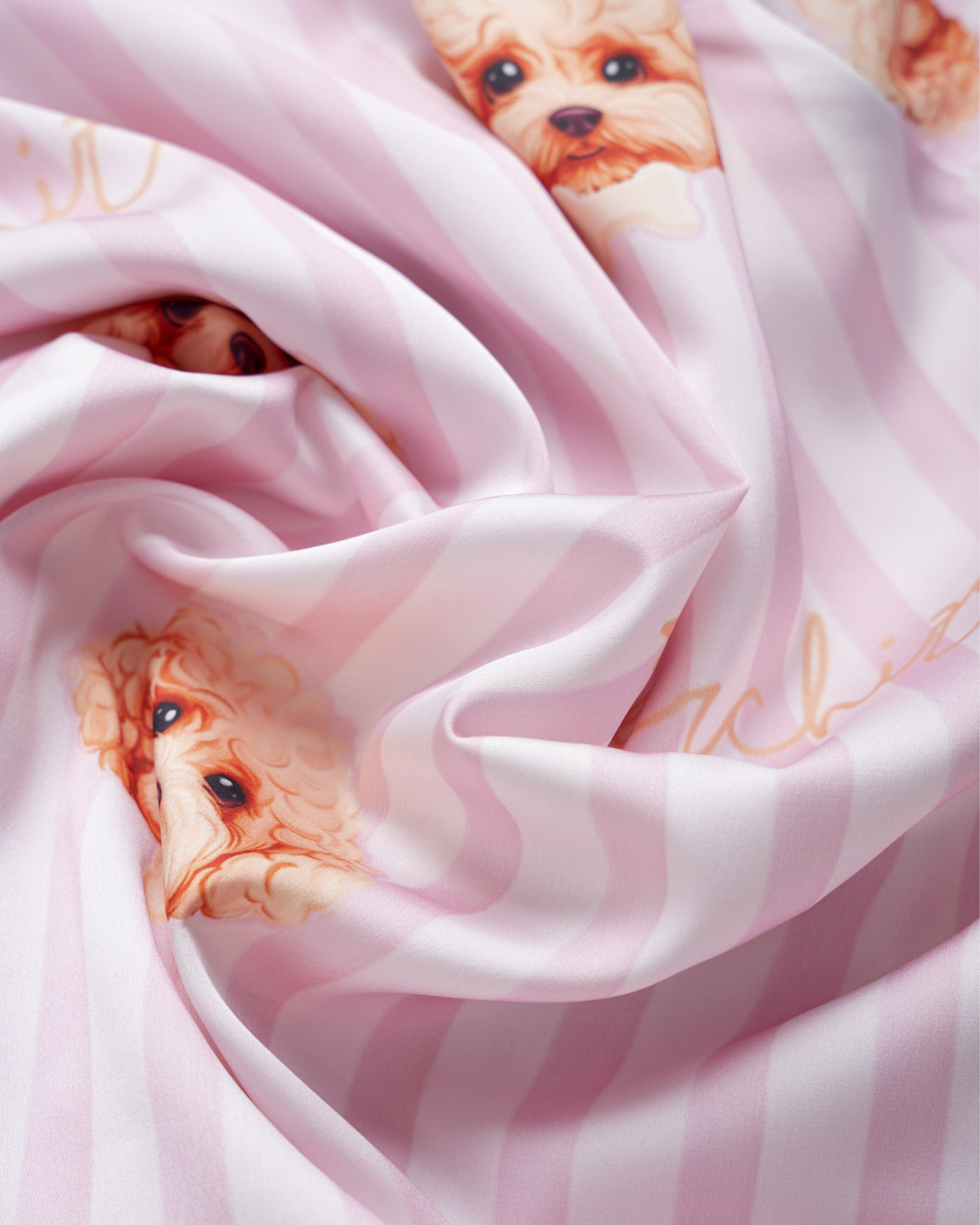 All-over Print Satin Long-Sleeve Pajama Shirt (No Pocket)