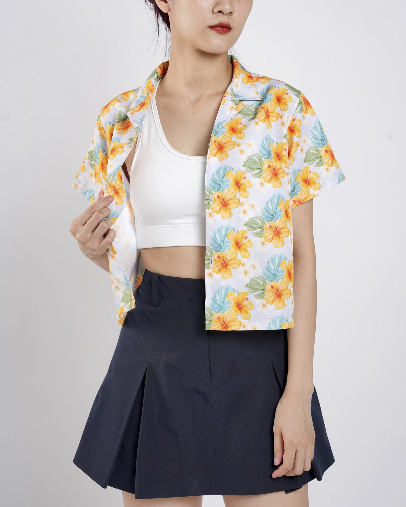 All-over Print Women's Crop Hawaiian Shirt