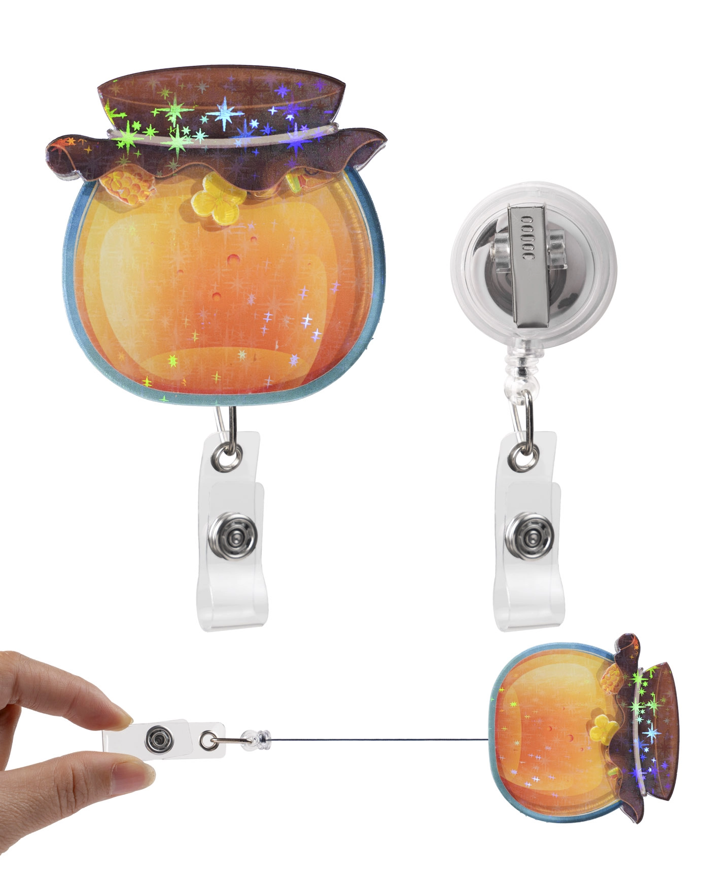 custom shape hologram shaker badge reel