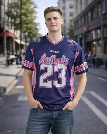 All-over Print V-neck Short Sleeve Jersey With Name Patch